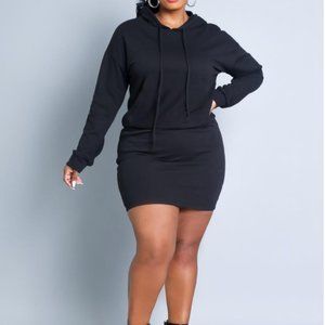 Black Hooded Sweater Dress
